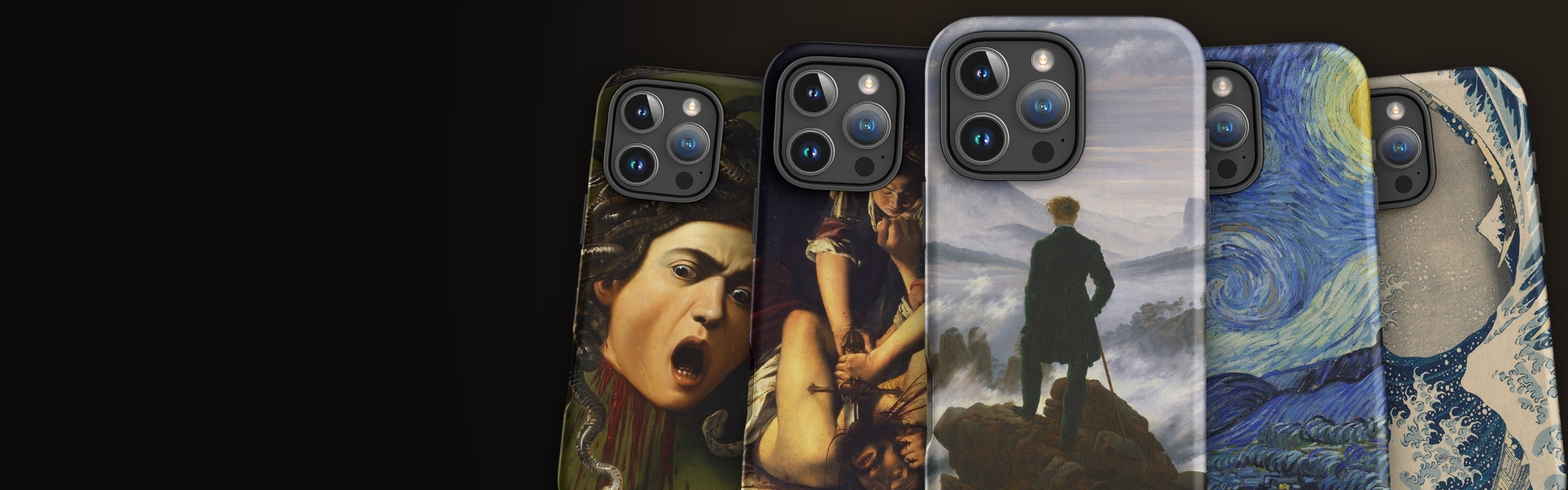 MAGISTRI phone cases: Medusa, Judith, Wanderer, The Starry Night and The Great Wave on iPhone 16 Pro Max