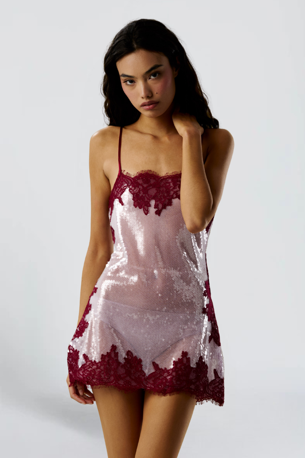 Sukienka Nina | Cekinowa mini babydoll