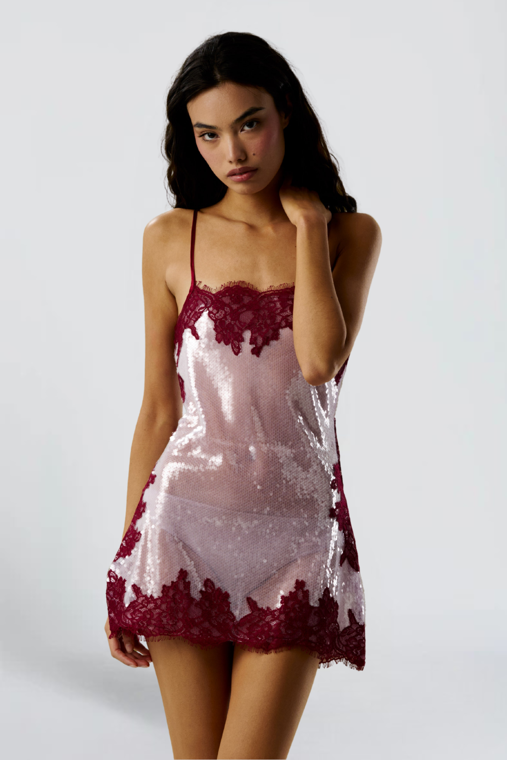 Sukienka Nina | Cekinowa mini babydoll